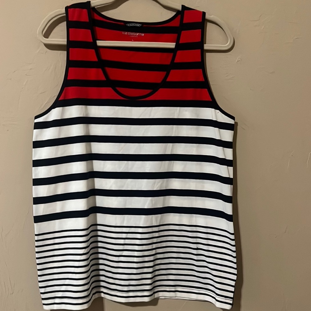 Liz Claiborne-Red/Black/White Tank top